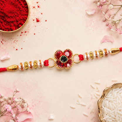 Floral Stone Studded Designer Premium Traditional Rakhi for Brother