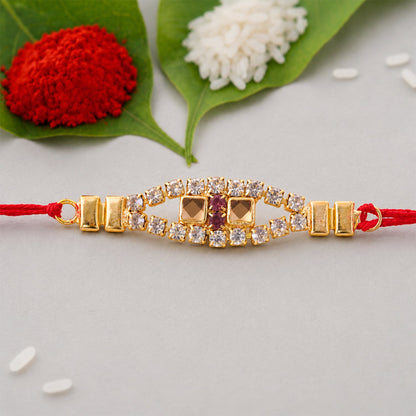 Designer Diamond Studded Rakhi with Kundan Stones Rakhi for Brother