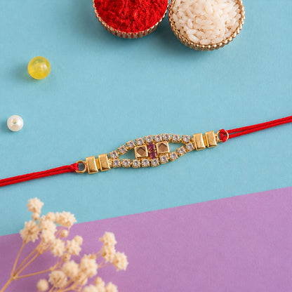 Designer Diamond Studded Rakhi with Kundan Stones Rakhi for Brother