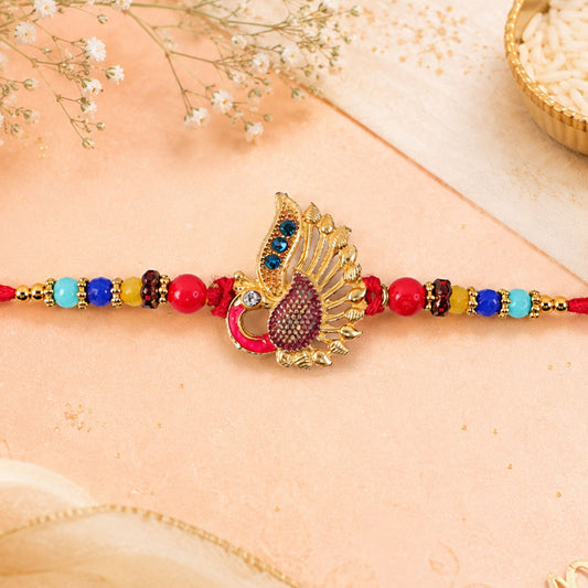 Peacock Paisley Motif Premium Traditional Designer Rakhi for Brother