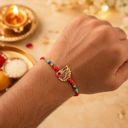Peacock Paisley Motif Premium Traditional Designer Rakhi for Brother