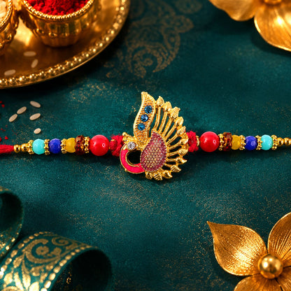 Peacock Paisley Motif Premium Traditional Designer Rakhi for Brother