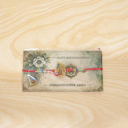 Peacock Paisley Motif Premium Traditional Designer Rakhi for Brother