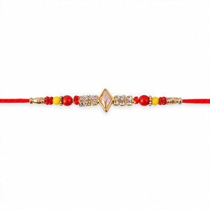 Diamond Center Stone Studded Premium Designer Rakhi for Brother
