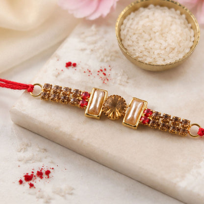 Rectangle Stone Studded Premium Designer Rakhi for Brother