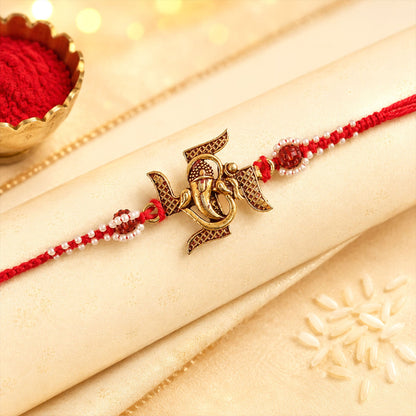 Lord Ganesha Square Premium Traditional Designer Rakhi for Brother