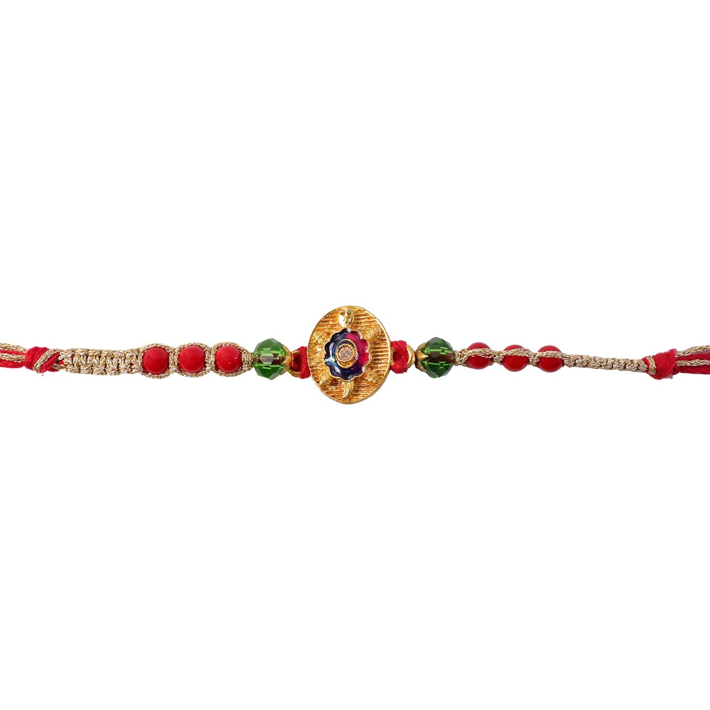 Auspicious Golden Turtle Rakhi with Meenakari & Beads Rakhi for Brother