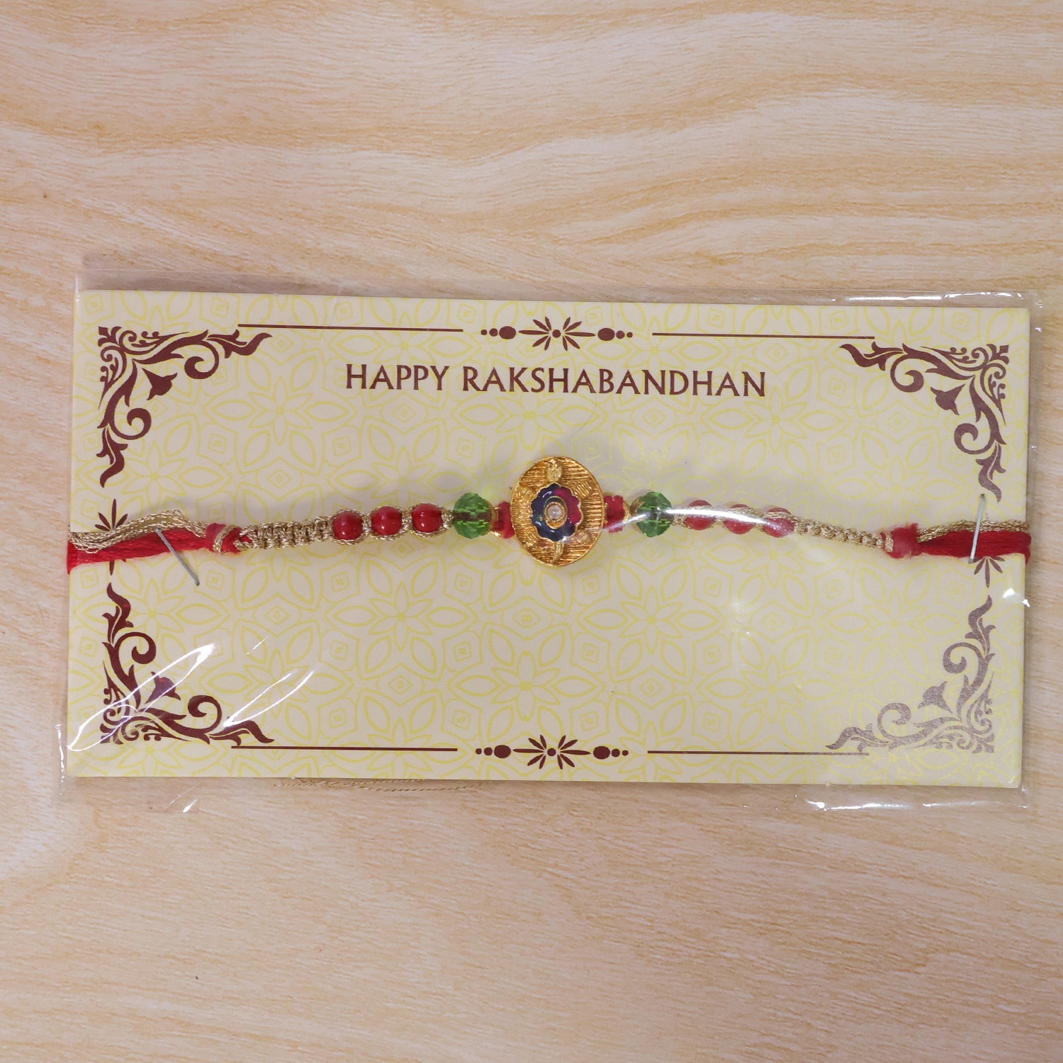 Auspicious Golden Turtle Rakhi with Meenakari & Beads Rakhi for Brother
