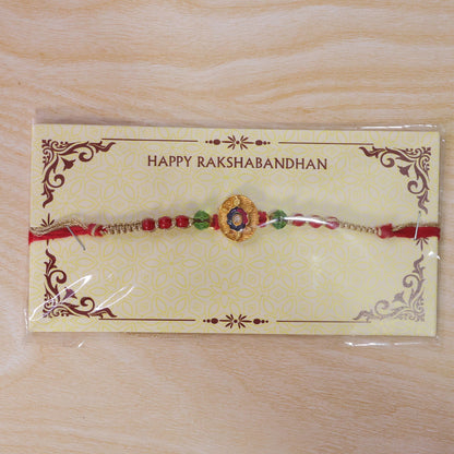 Auspicious Golden Turtle Rakhi with Meenakari & Beads Rakhi for Brother