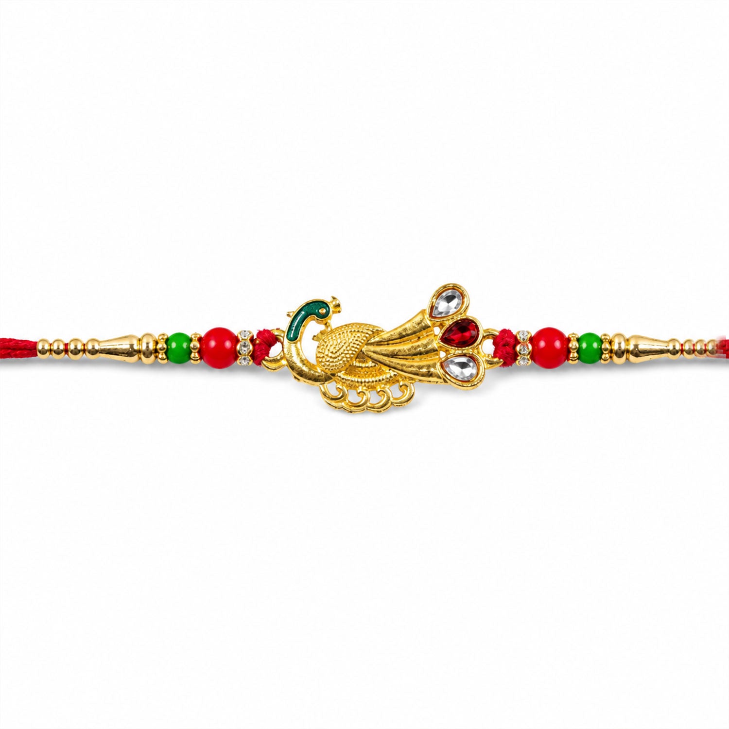 Peacock Feather Motif Premium Traditional Designer Rakhi for Brother