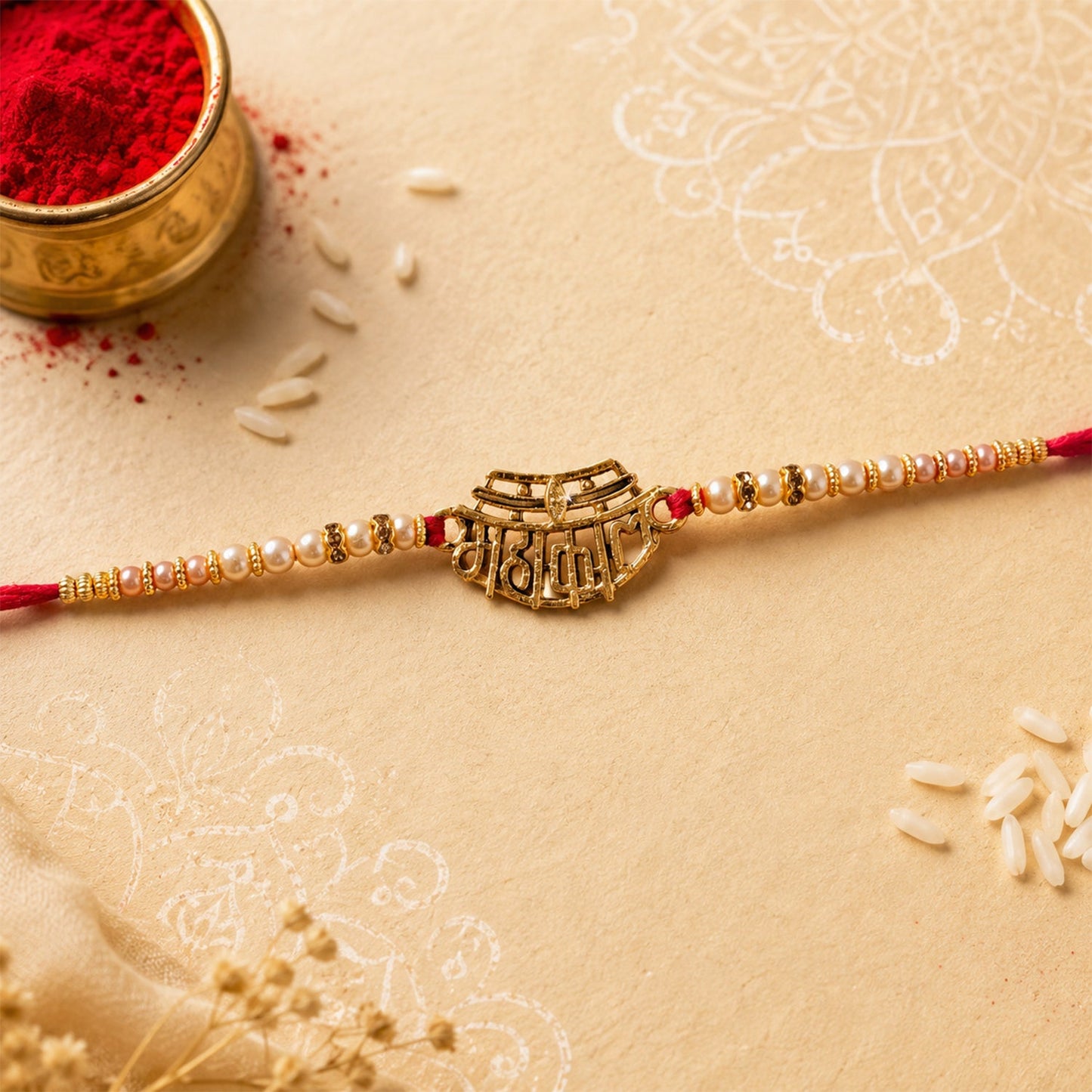 Mahakal Text Beaded Designer Premium Traditional Rakhi for Brother
