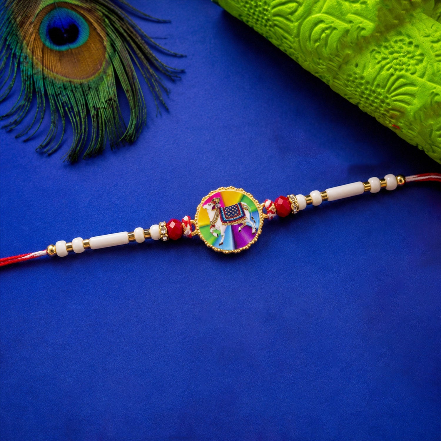Divine Nandi Motif Beaded Rakhi  Rakhi for Brother