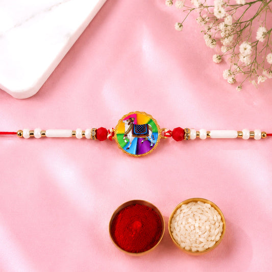 Divine Nandi Motif Beaded Rakhi  Rakhi for Brother