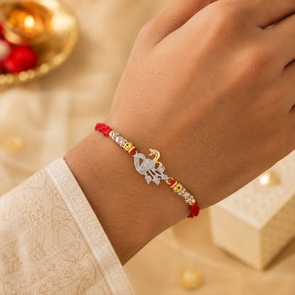 Peacock Motif Stone Studded Premium Designer Rakhi for Brother