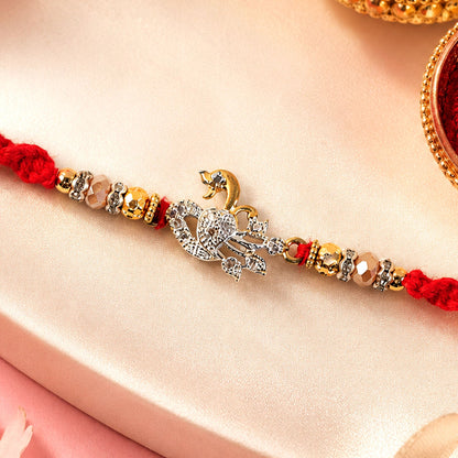 Peacock Motif Stone Studded Premium Designer Rakhi for Brother