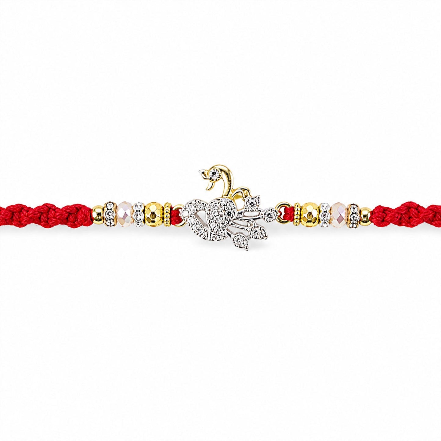 Peacock Motif Stone Studded Premium Designer Rakhi for Brother