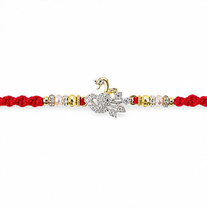 Peacock Motif Stone Studded Premium Designer Rakhi for Brother