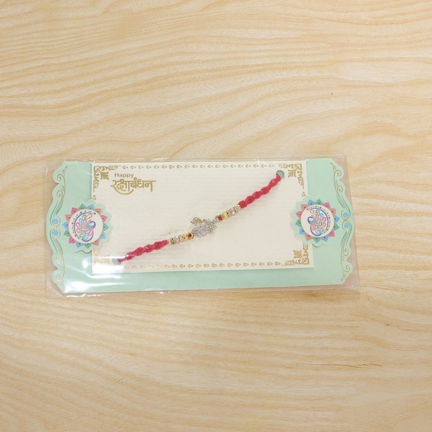 Peacock Motif Stone Studded Premium Designer Rakhi for Brother