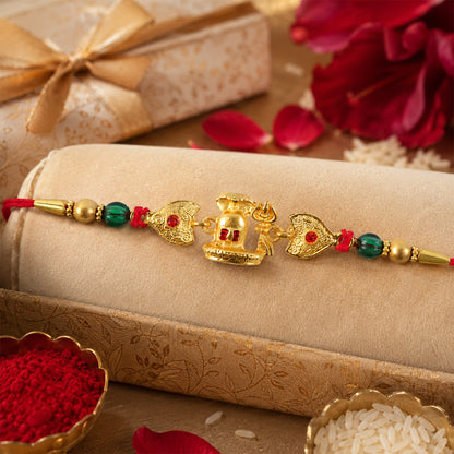 Religious Shivling Trishul Rakhi with Beadwork – Rakhi for Brother