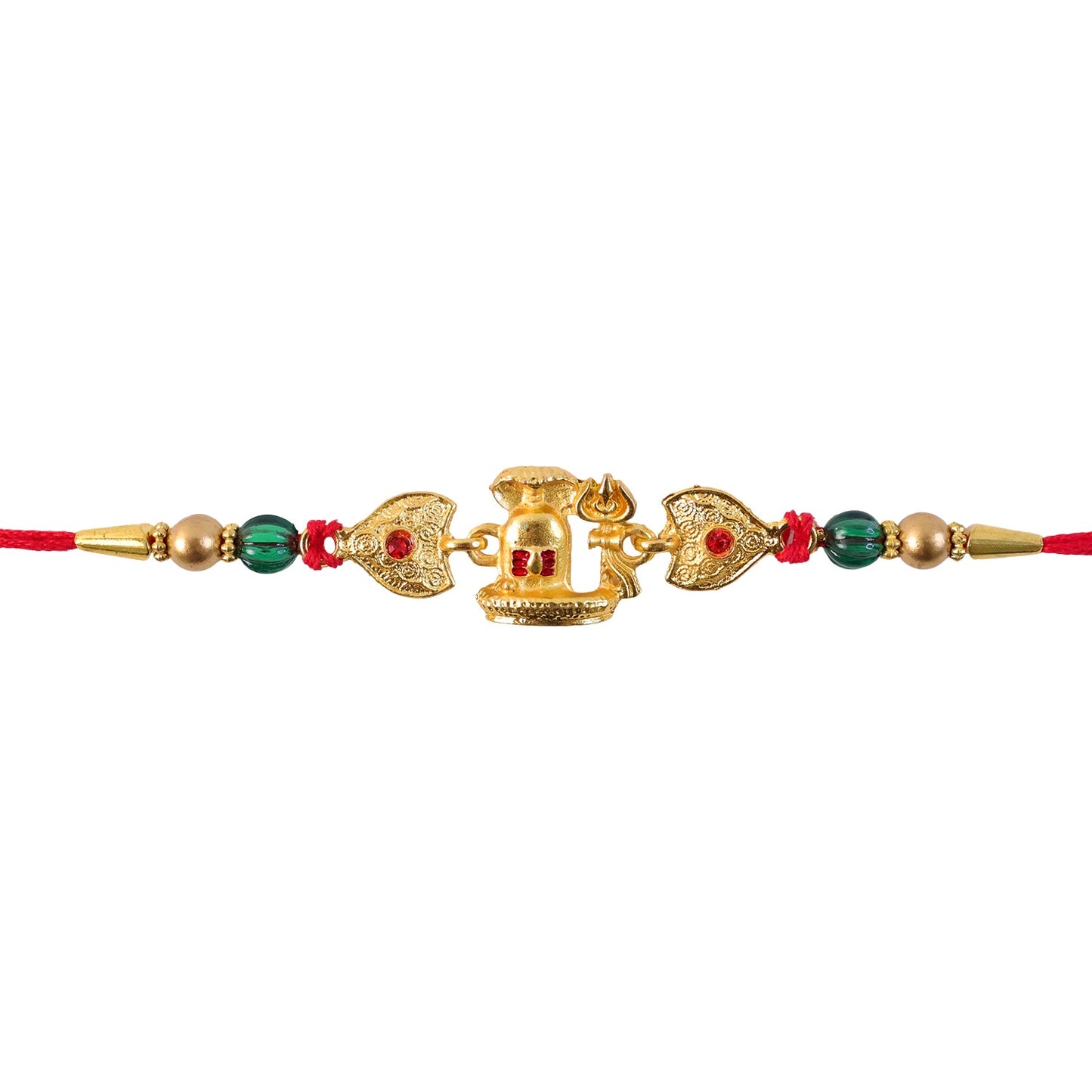Religious Shivling Trishul Rakhi with Beadwork – Rakhi for Brother