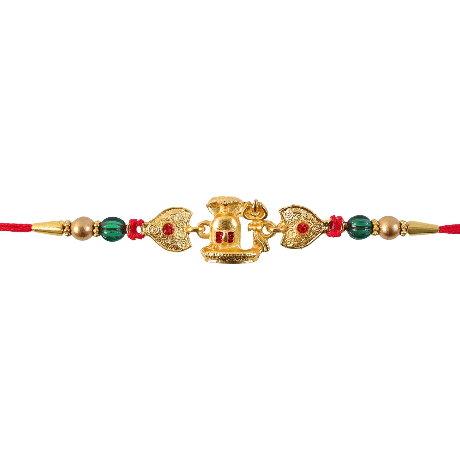 Religious Shivling Trishul Rakhi with Beadwork – Rakhi for Brother