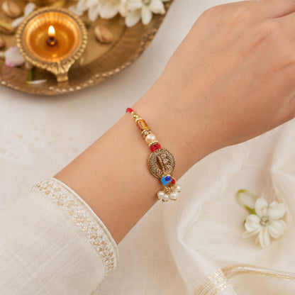 Lumba Style Pair Beaded Designer Premium Traditional Rakhi for Brother