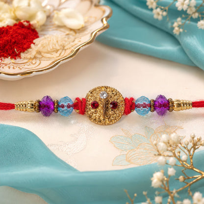 Round Stone Medallion Designer Premium Traditional Rakhi for Brother