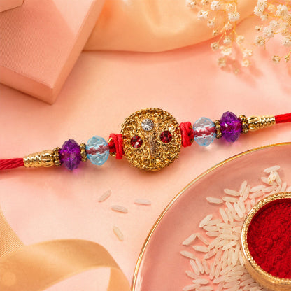 Round Stone Medallion Designer Premium Traditional Rakhi for Brother