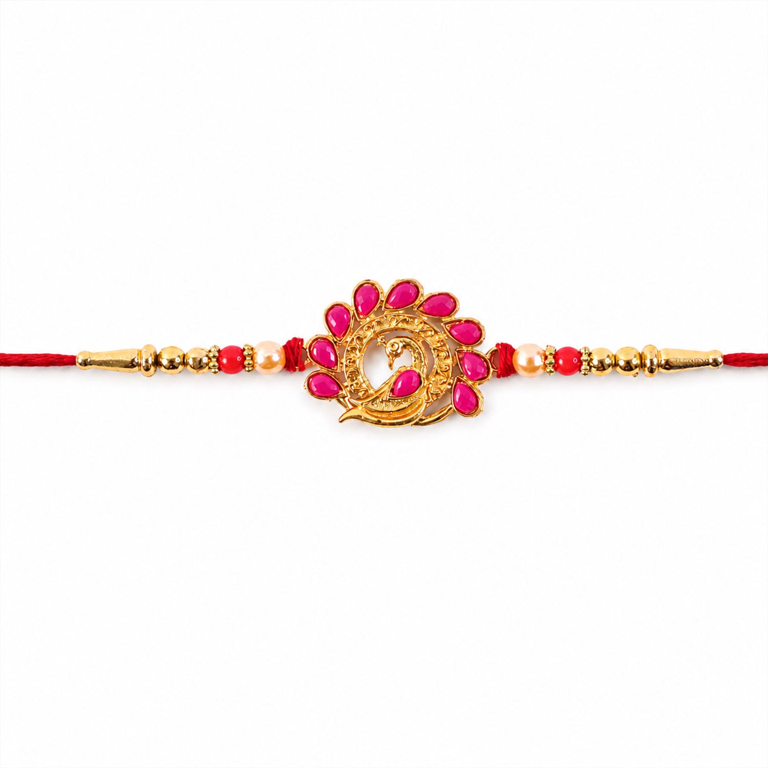 Peacock Motif Stone Studded Premium Designer Rakhi for Brother