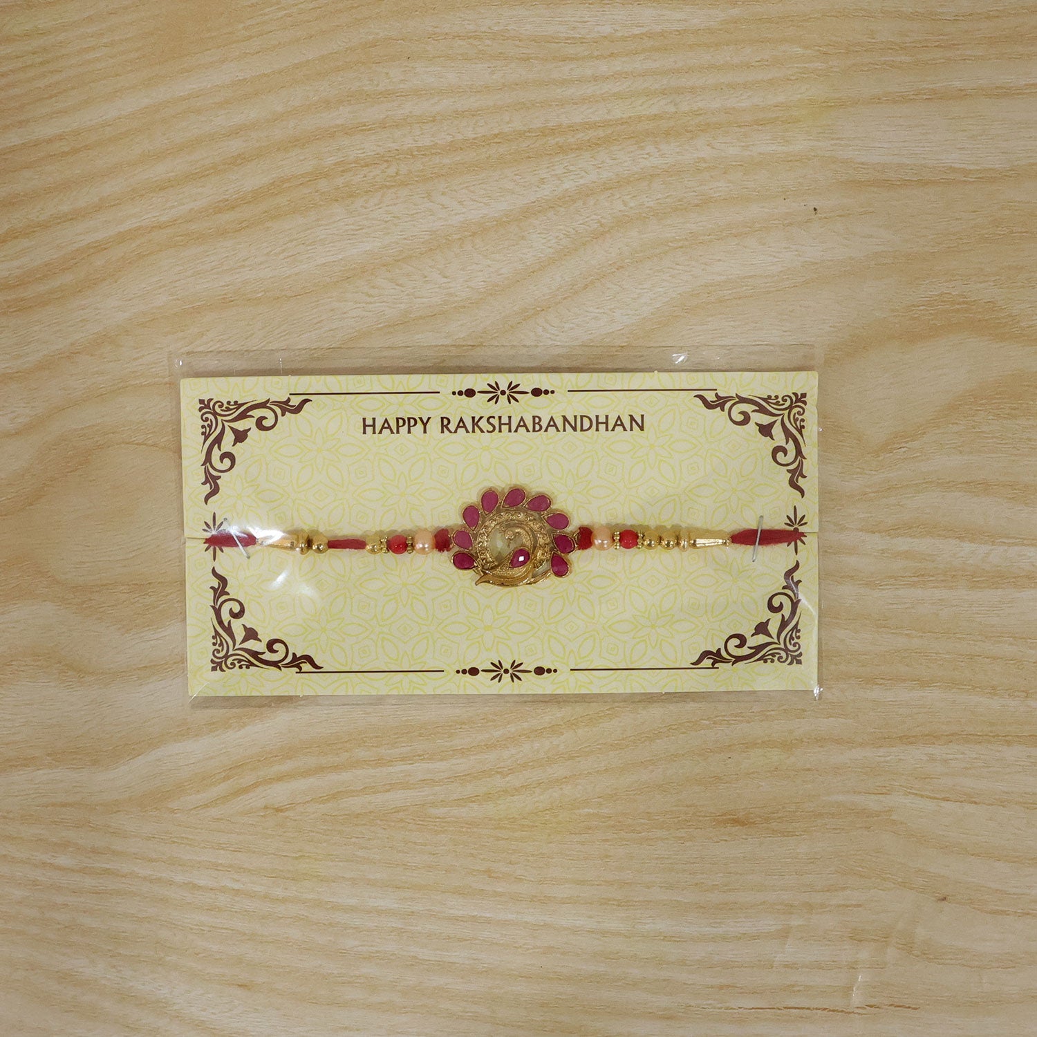 Peacock Motif Stone Studded Premium Designer Rakhi for Brother