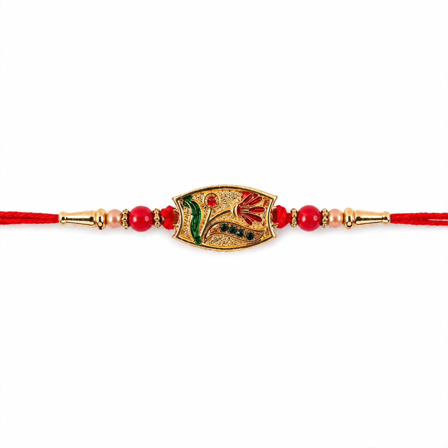 Traditional Meenakari Enamel Rakhi with Beadwork Rakhi for Brother
