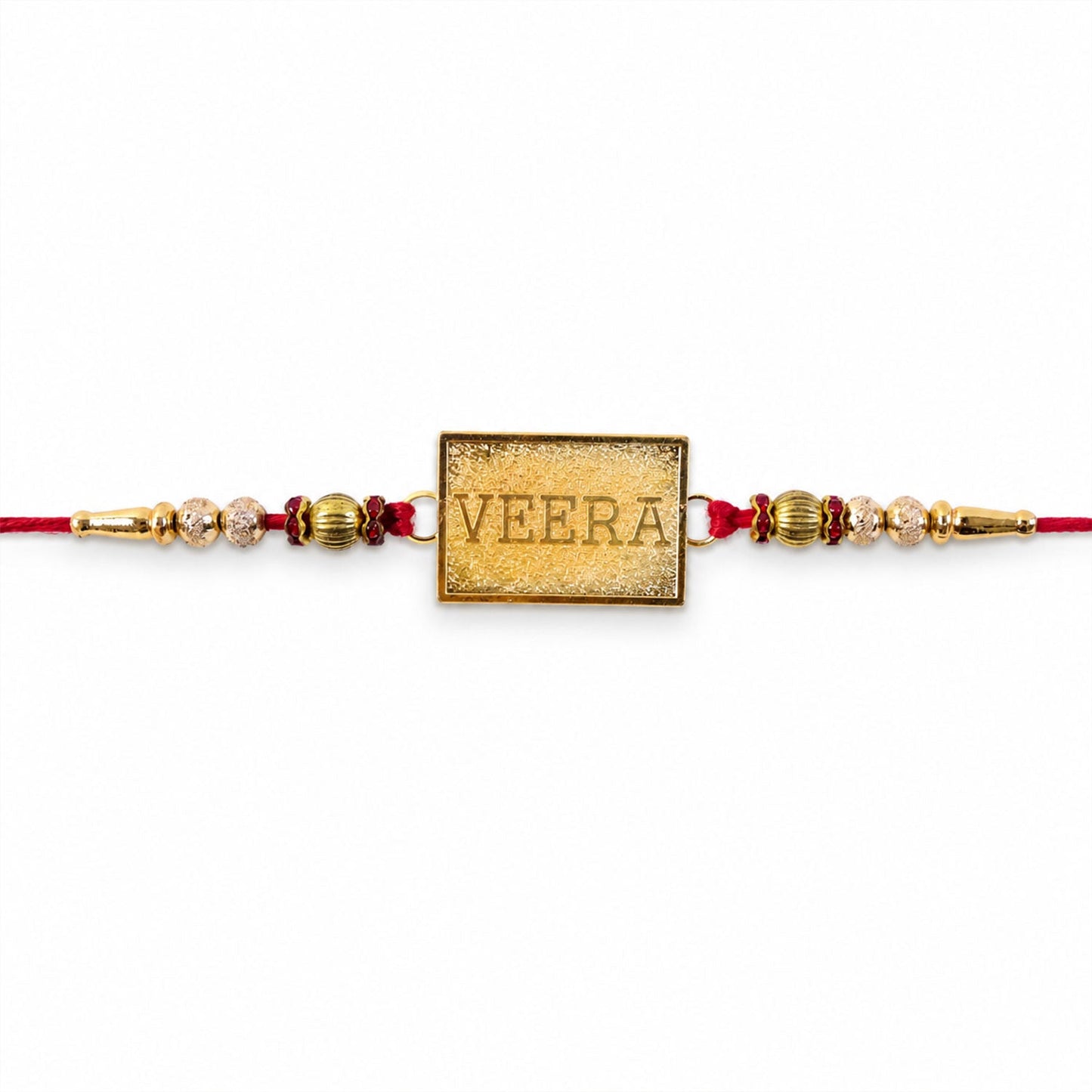 Veera Text Square Premium Beaded Traditional Rakhi for Brother