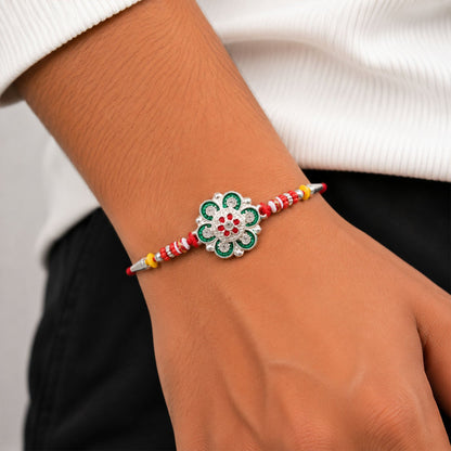 Floral Stone Studded Premium Designer Rakhi for Brother