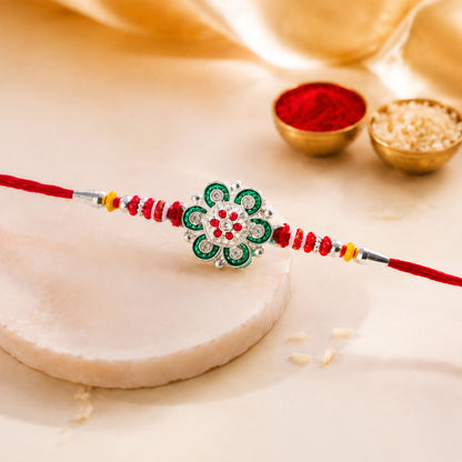 Floral Stone Studded Premium Designer Rakhi for Brother
