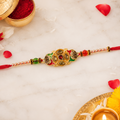 Floral Stone Studded Rakhi for Brother – Traditional Design