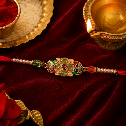 Premium Floral Stone Studded Traditional Designer Rakhi for Brother
