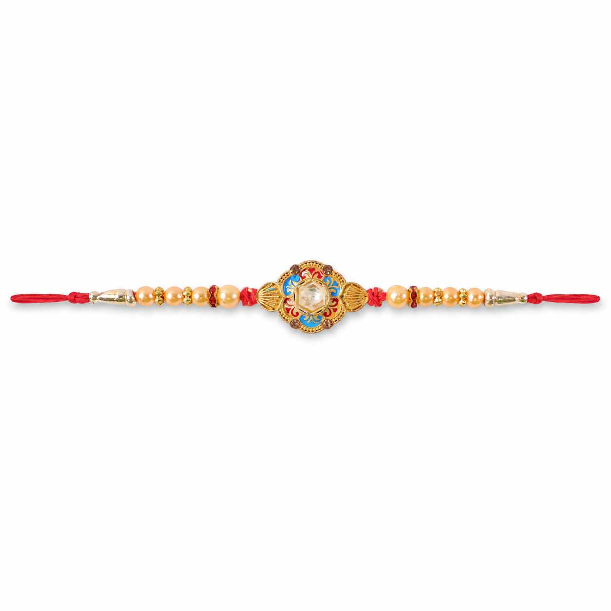 Premium Round Floral Stone Studded Designer Rakhi for Brother