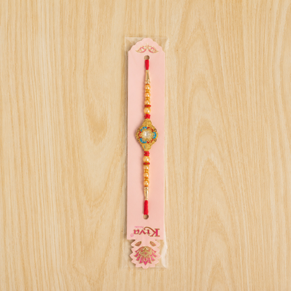 Premium Round Floral Stone Studded Designer Rakhi for Brother
