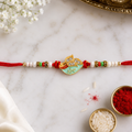 Traditional Leaf Motif Rakhi for Brother – Beaded Design