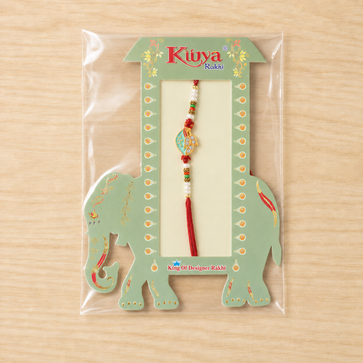 Premium Leaf Motif Traditional Beaded Designer Rakhi for Brother