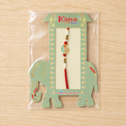 Premium Leaf Motif Traditional Beaded Designer Rakhi for Brother