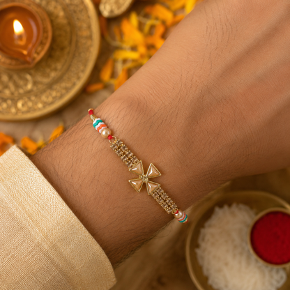 Stylish Motif Stone Studded Premium Traditional Rakhi for Brother