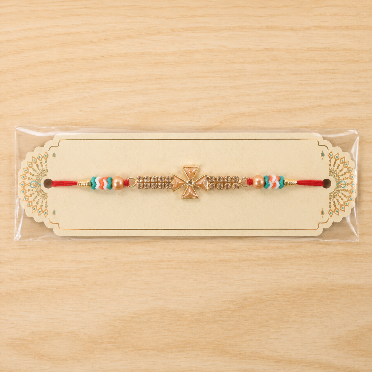 Stylish Motif Stone Studded Premium Traditional Rakhi for Brother