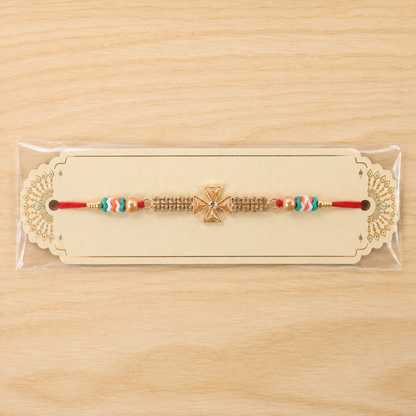 Stylish Motif Stone Studded Premium Traditional Rakhi for Brother