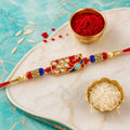 Designer Rakhi for Brother, Peacock Paisley Stone Studded for Raksha Bandhan