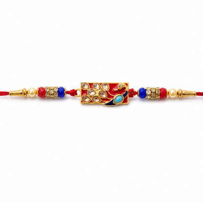 Peacock Paisley Stone Studded Premium Designer Rakhi for Brother