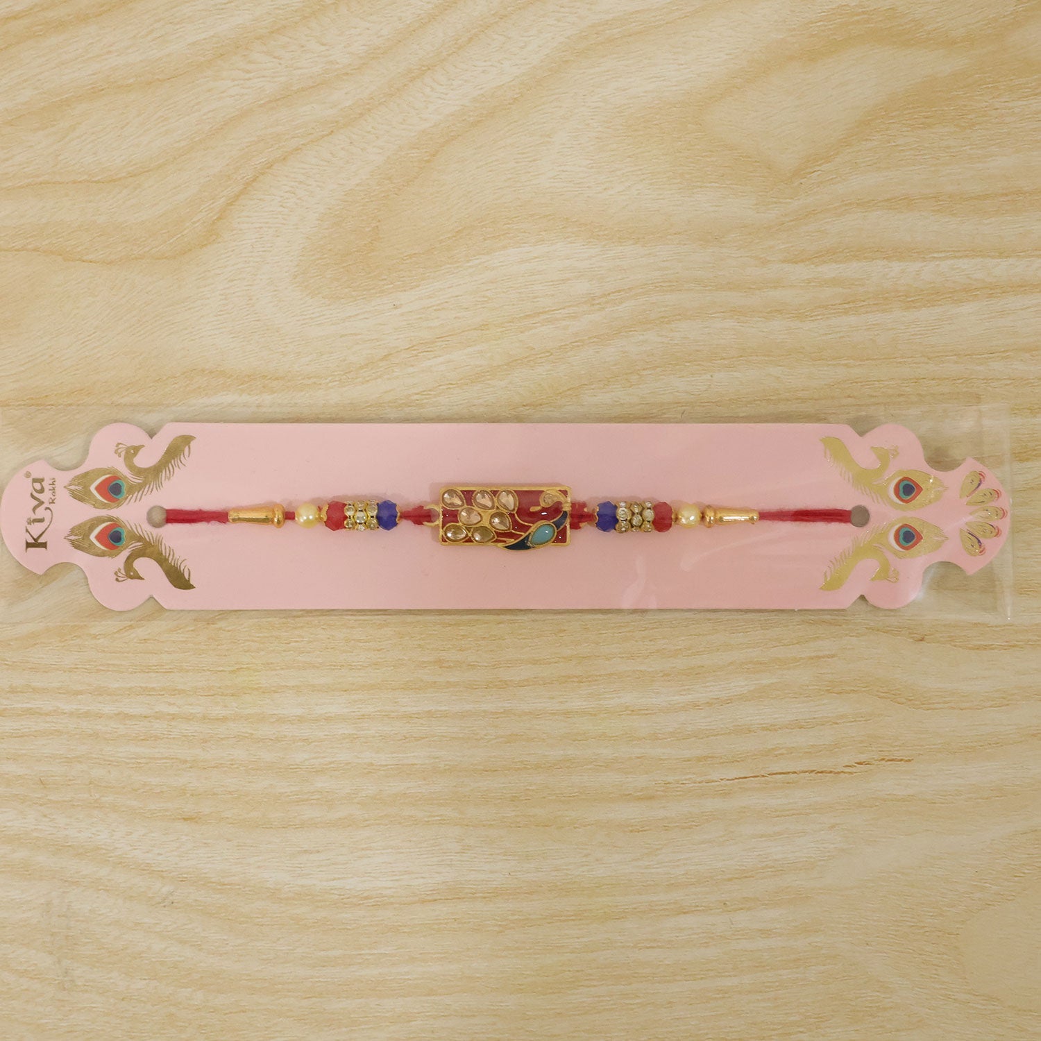 Peacock Paisley Stone Studded Premium Designer Rakhi for Brother