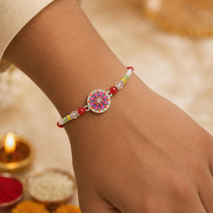 Floral Mandala Beaded Designer Premium Traditional Rakhi for Brother