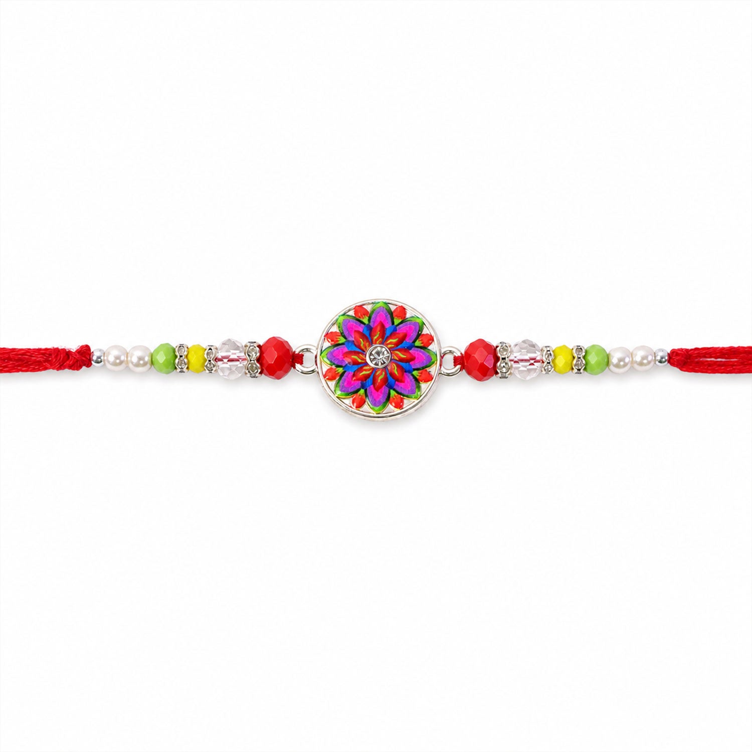 Floral Mandala Beaded Designer Premium Traditional Rakhi for Brother