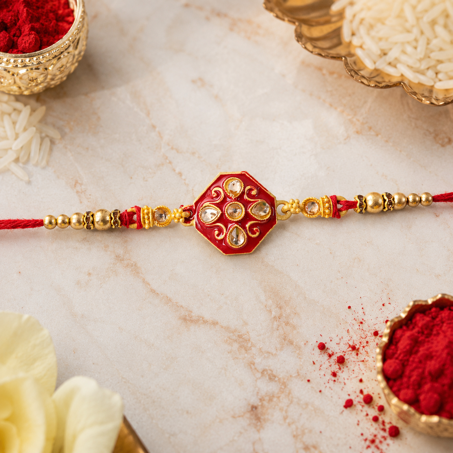 Premium Floral Stone Studded Premium Designer Rakhi for Brother